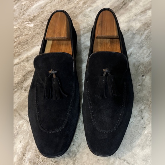 MANOLO BLAHNIK CHESTER BLACK SUEDE TASSEL LOAFERS SLIPPERS 10/ 11 US $995